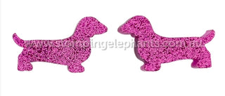 MAGENTA GLITTER DACHSHUND STUDS