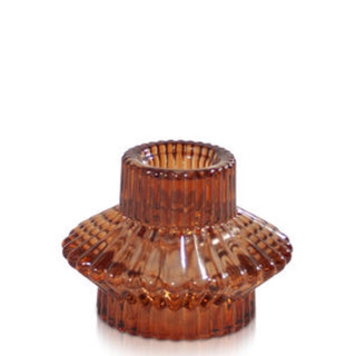 AMBER - DOUBLE SIDED CANDLE HOLDER SHORT