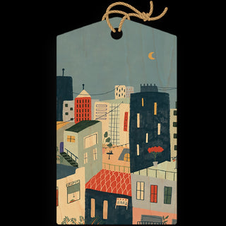 City Lights Wood Gift Tag