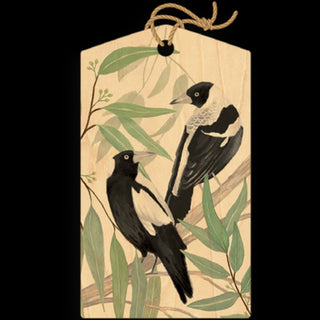 Magpies Warbling Wood Gift Tag