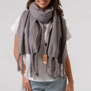 GREY WITH THICK TASSELS