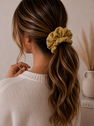 MUSTARD MUSLIN - HAIR SCRUNCHIE