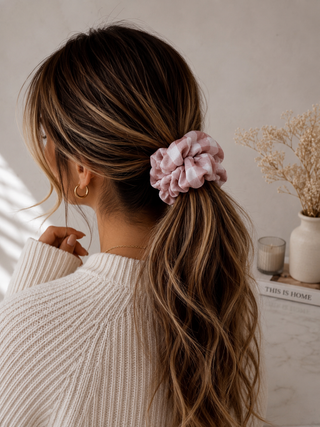 PINK GINGAHM - HAIR SCRUNCHIE