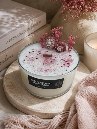 RED ROSE AND RUNY PLUM - BOHO CANDLE