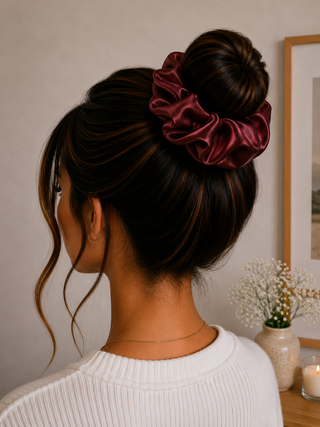 BURGANDY SATIN - HAIR SCRUNCHIE
