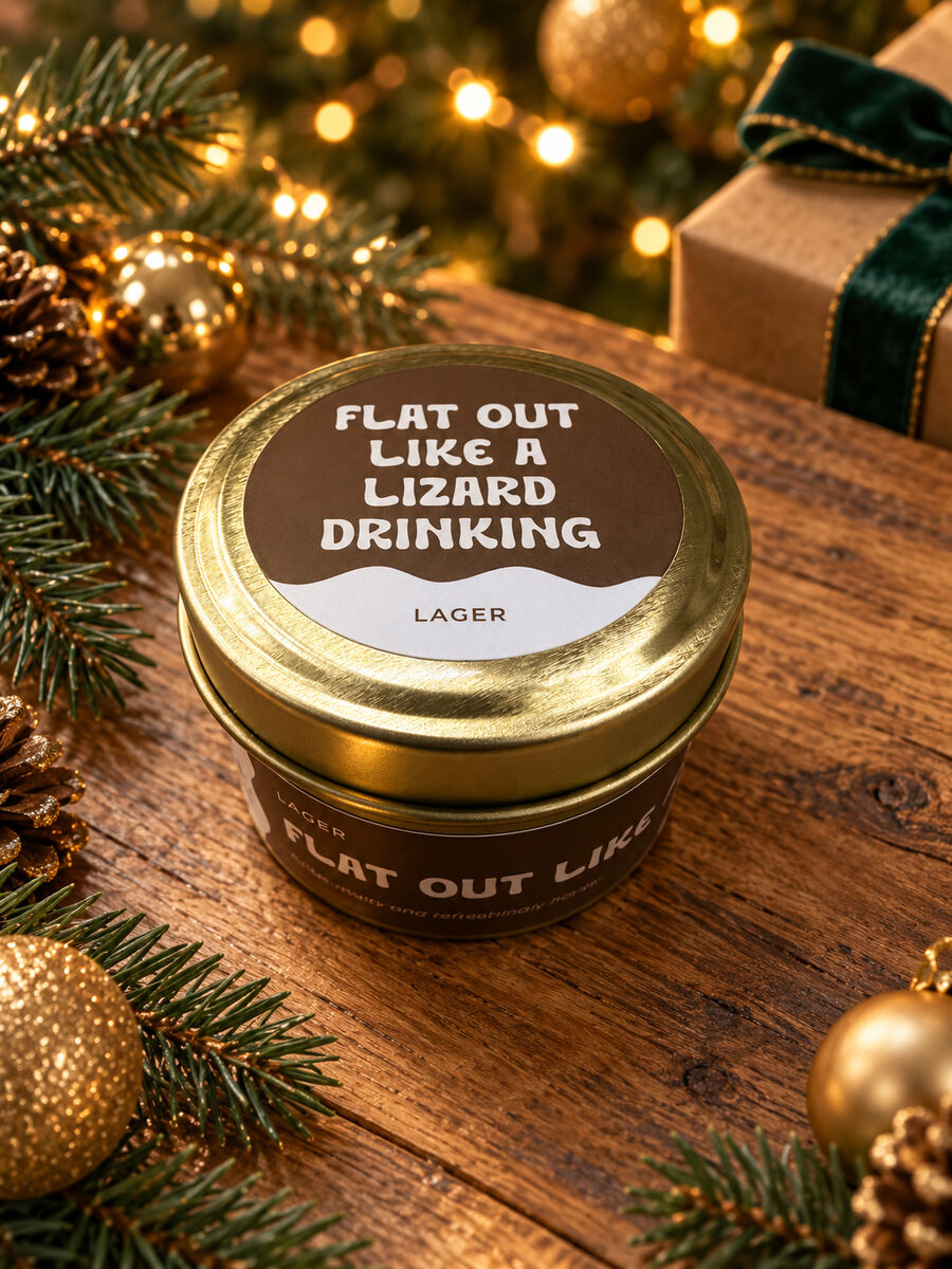 Flat Out Like a Lizard Drinking – Lager mini candle