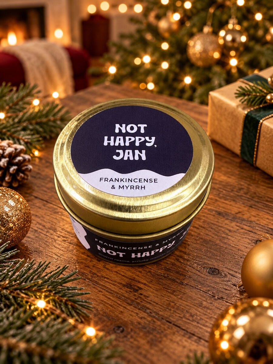 Not Happy, Jan – Frankincense & Myrrh mini candle
