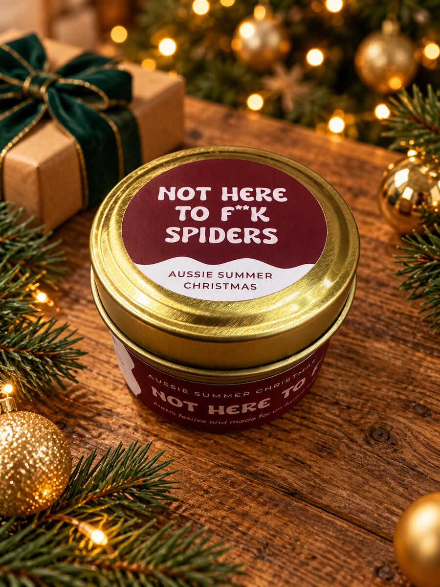 Not Here to F*** Spiders – Aussie Summer Christmas mini candle