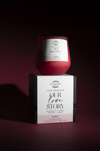 PINK PROSECCO CANDLE - OUR LOVE STORY - ANY 2 FOR $60