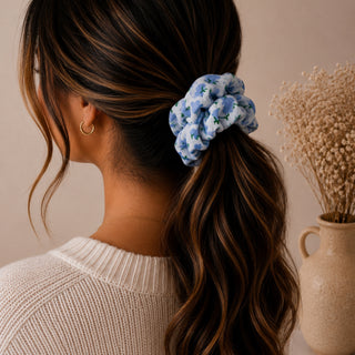 BLUE FLORAL - HAIR SCRUNCHIE
