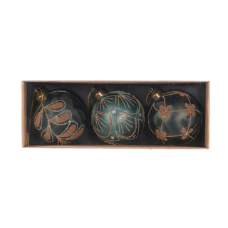 SET/3 GLASS FORREST BAUBLES