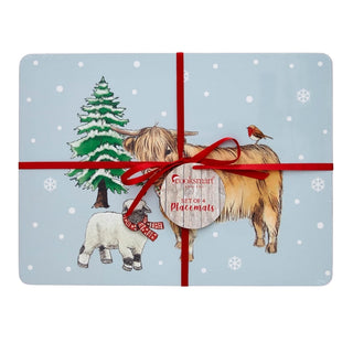 Set Of 4 Placemats Christmas On The Farm