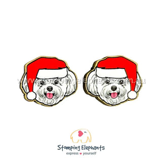 BICHON FRISE WHITE CHRISTMAS EARRINGS