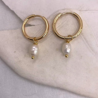 Ivory | Pearl Hoop Earrings