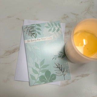 SO SORRY FOR YOUR LOSS MINTY LEAVES CARD