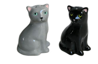 CAT SALT AND PEPPER SHAKER GREAY AND BLACK