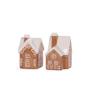 CERAMIC GINGERBREAD HOUSE SALT AND PEPPER SHAKERS