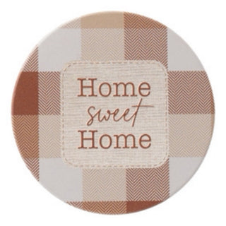 HOME SWEET HOME GINGHAM CERAMIC COASTER