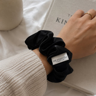 BLACK SATIN - HAIR SCRUNCHIE