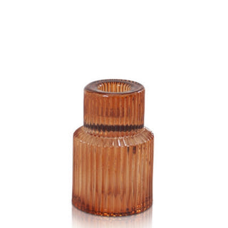 AMBER - DOUBLE SIDED STEP CANDLE HOLDER