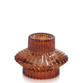 AMBER - DOUBLE SIDED CANDLE HOLDER SHORT