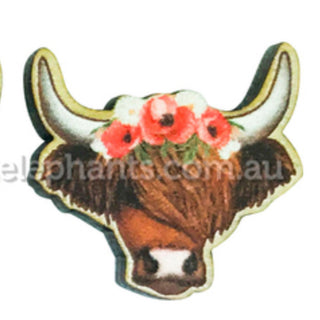 Highland Cow Floral Earrings