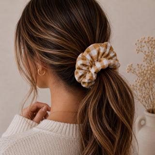 MUSTARD GINGHAM SCRUNCHIE