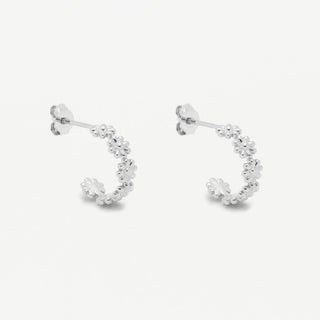 WILDFLOWER DASIY CHAIN HOOP EARRING SILVER PLATED