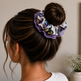 BUTTERFLIES WITH LACE  - HAIR SCRUNCHIES
