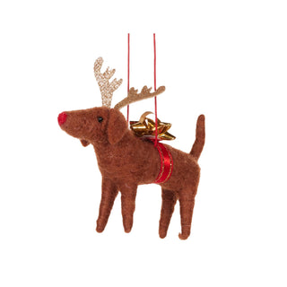 WOOL DACHSHUND WITH ANTLERS