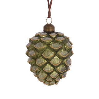 FROSTED GREEN PINECONE BAUBLE
