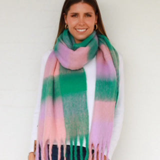 GREEN AND PINK SCARF