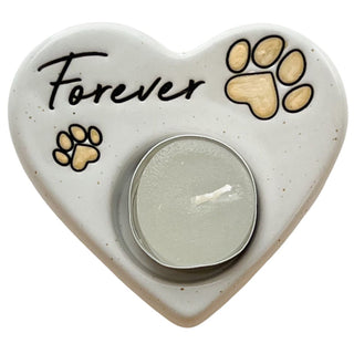 FOREVER PAWS HEART TEA-LIGHT HOLDER WHITE