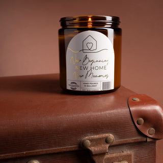 NEW BEGINNINGS, NEW HOME, NEW MEMORIES - KEEPSAKE CANDLE (SANDALWOOD, VANILLA & PATCHOULI) BUY ANY TWO $80