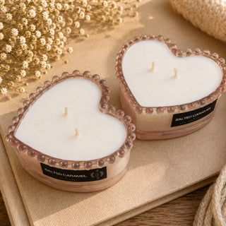 SALTED CARAMEL - PINK HEART CANDLE