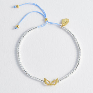 BEADED ANGEL WINGS BRACELET GOLD PLATED 
Gold Plated
