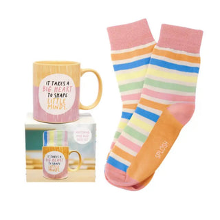 TEACHER BIG HEART MUG & SOCK SET