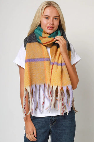 ORANGE WITH PURPLE, RED AND GREEN STRIPES