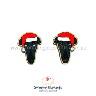 GREYHOUND CHRISTMAS BLACK EARRINGS