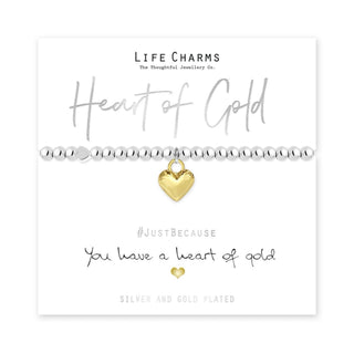 LIFE CHARMS JUST BECAUSE HEART OF GOLD BRACELET