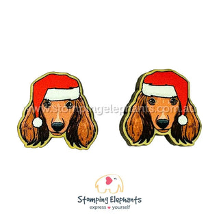DACHIE LONG HAIRED BROWN CHRISTMAS EARRINGS