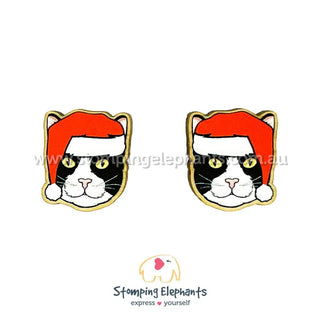 TUXEDO CAT CHRISTMAS EARRINGS