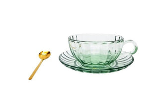 MAISY GLASS TEACUP SET - GREEN 14CM