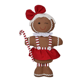 55CM STANDING MRS GINGERBREAD W/ CANDY CANE