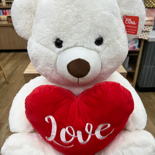 LARGE WHITE BEAR HOLDING LOVE HEART