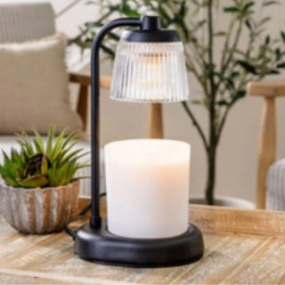 FLUTED GLASS BLACK CANDLE WARMER LAMP