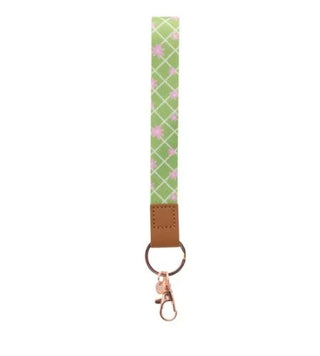 TEACHER GREEN DAISY FABRIC WRISTLET KEYCHAIN