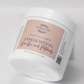 SANDALWOOD, VANILLA + PATCHOULI  - SHAKE AND VAC POWDER