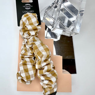 MUSTARD GINGHAM SCRUNCHIE LANYARD