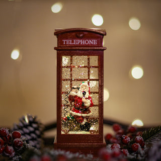 SNOWING TELEPHONE BOX W/ SANTA